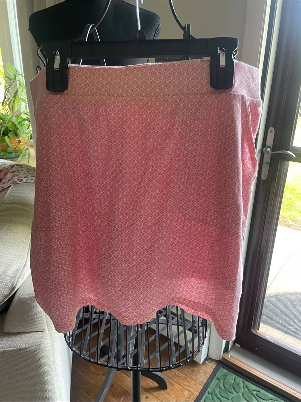 Kohl's Pink Mini Skort with White Micro Geometric Print